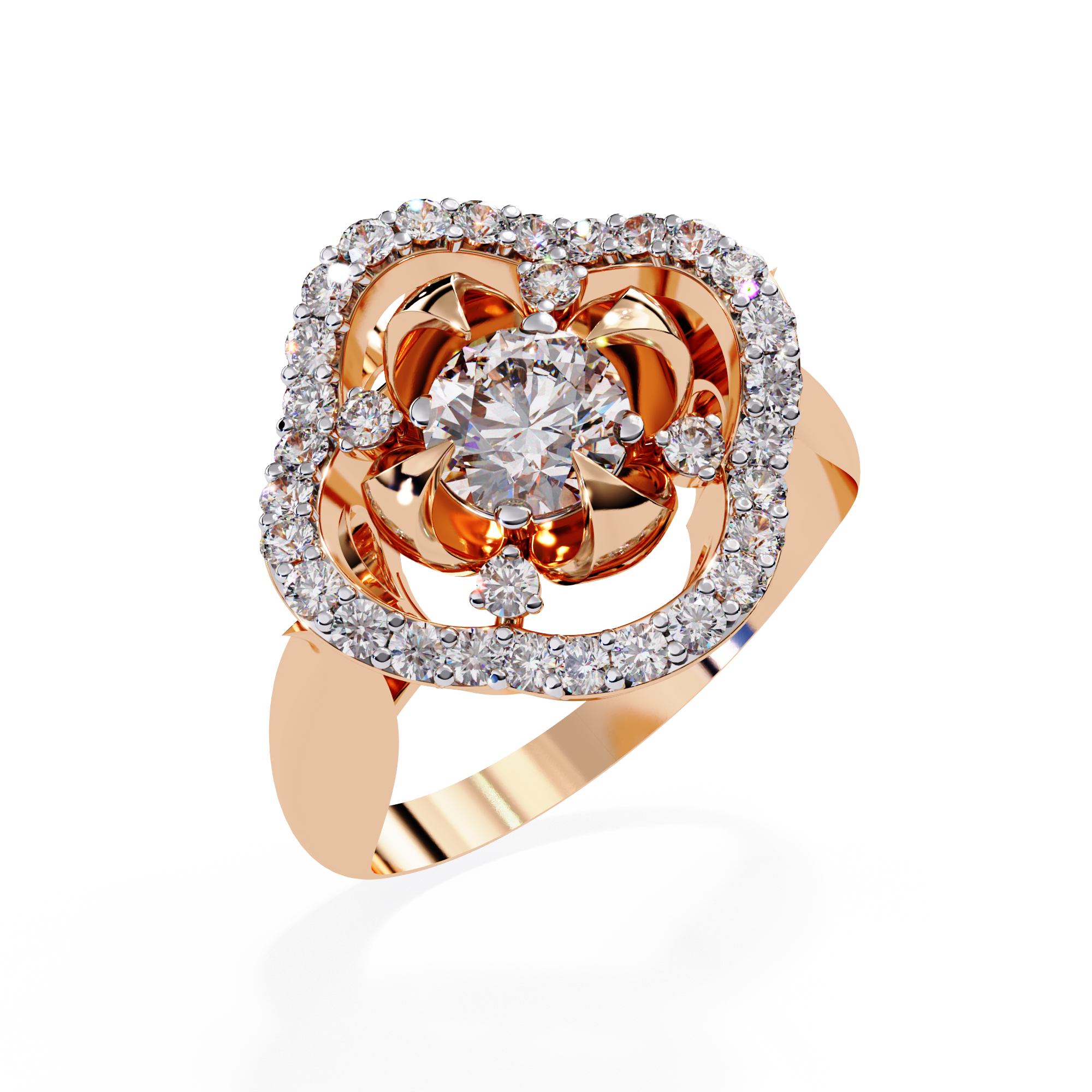 Solitairekart 0.81ct Floral Halo Diamond Ring-HI Color, VS-SI Clarity